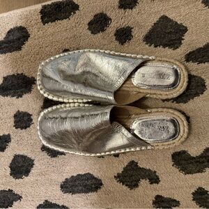 Zara Silver Espadrille Mules